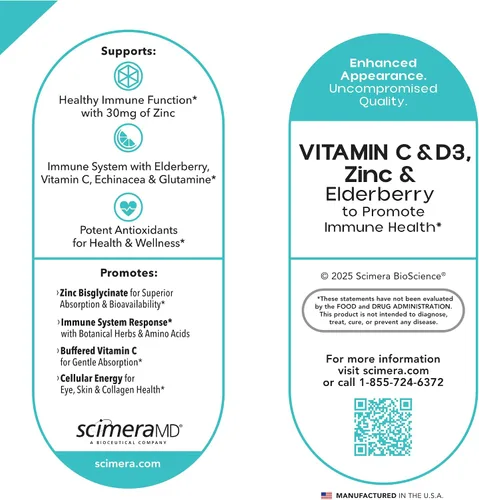 Vista 4 de Scimera - Paquete de zinc de apoyo inmunológico y saúco para aumentar la inmunidad (30 unidades, Scimune, 60 unidades de zincMD)