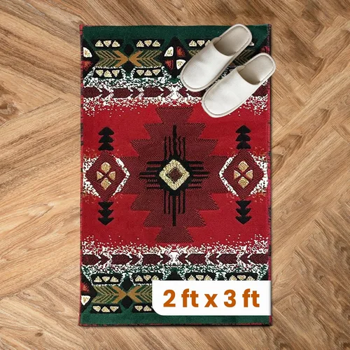 Vista 98 de YHSF South West - alfombra estilo nativo americano del suroeste C318 - fácil de limpiar, gruesa, suave, duradera, alfombra inspirada en tribus