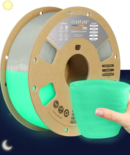 Vista 37 de OVERTURE - Filamento de TPU de 1/16 pulgadas, rollo flexible de poliuretano termoplástico, impresora 3D suave, 95A, carrete de 2.2 libras, precisión