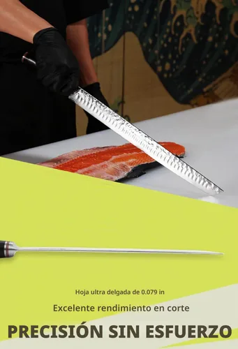 Vista 6 de YOUSUNLONG Sakimaru Cuchillo de 17 pulgadas (16.929 in) Ultimate Yanagiba Sujihiki Cuchillo adecuado para cortar salmón grande de atún maguro