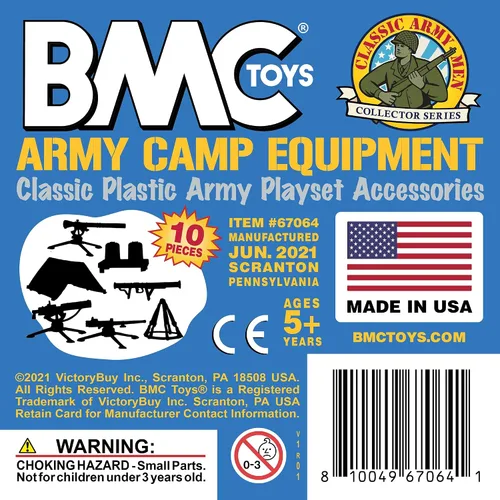 Vista 5 de BMC Classic - Juego de accesorios de plástico para hombre, 10 unidades de campamento militar, fabricado en EE. UU