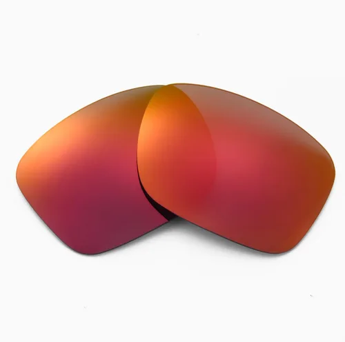 Vista 3 de Walleva Dos pares de lentes polarizadas de repuesto para gafas de sol Oakley Holbrook - azul hielo + rojo fuego, Revestimiento de espejo rojo fuego