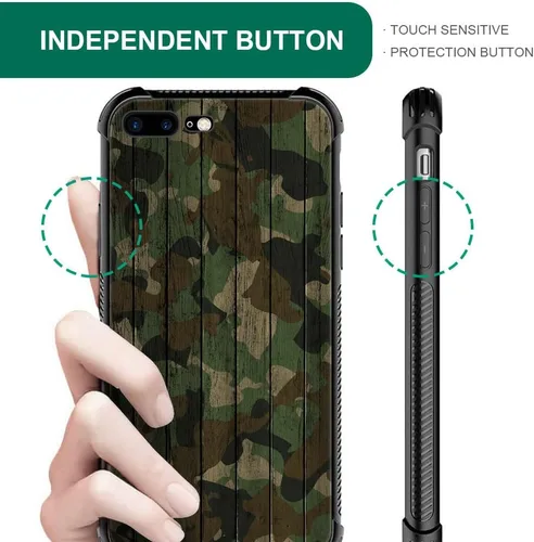 Vista 3 de DJSOK Funda compatible con iPhone 7/8 Plus, diseño con patrón de parachoques trasero, esquinas reforzadas antiarañazos, caver de TPU suave, fundas