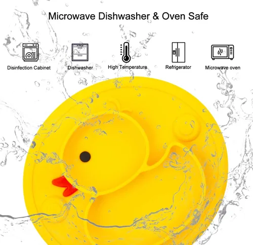 Vista 5 de Linowos Platos de silicona divididos para niños pequeños, placas de succión antideslizantes portátiles para niños, bebés y niños, sin BPA, plato