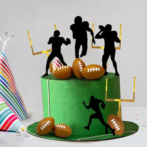 Vista 5 de 24 piezas de decoración de pasteles de fútbol para jugadores de pelota de rugby para fiesta de cumpleaños temática de fútbol, suministros de fiesta