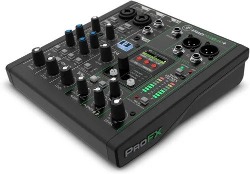 Vista 5 de Mackie ProFX6v3+ Mezclador analógico profesional de 6 canales con USB, preamplificadores de micrófono Onyx, motor de efectos GigFX y Bluetooth 2