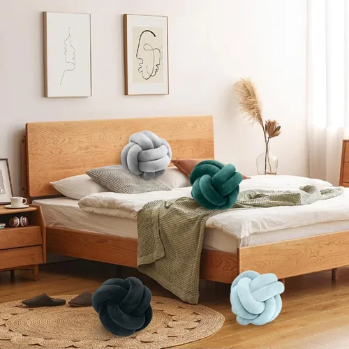 Vista 5 de Almohada corta de felpa con nudo, cojín de cintura para decoración del hogar, cojín de felpa para sofá, automóvil o decoración de oficina
