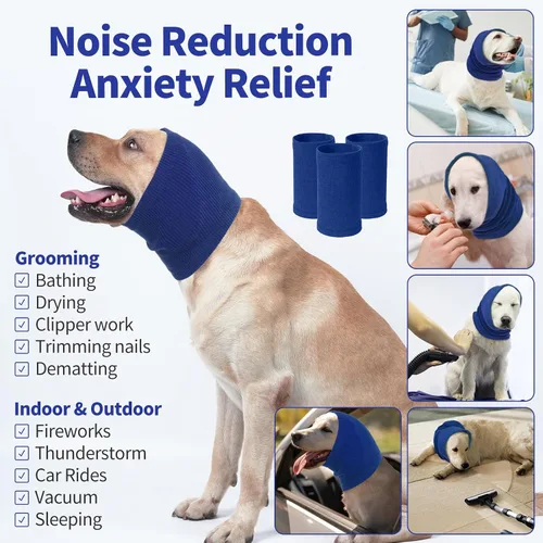 Vista 2 de Nanaki Sudadera con capucha calmante para perros, fundas silenciosas para la cabeza, cubiertas para las orejas, capucha para baño de ruido