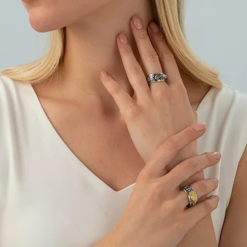 Vista 3 de Vikeney 2 anillos ajustables de mantra Feng Shui Pixiu para hombres y mujeres, amuleto budista de la suerte, mantra, protección cuádruple, riqueza