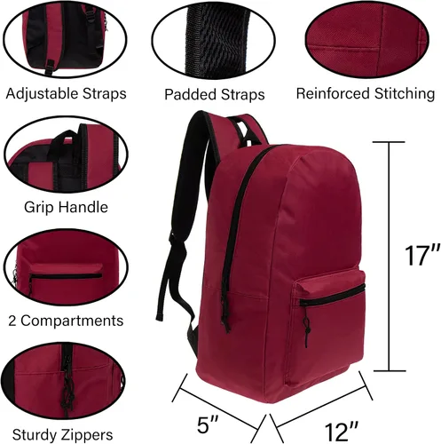 Vista 2 de Mochilas escolares de 17 pulgadas para niños, mochilas a granel para estudiantes de primaria, media y secundaria en varios colores, Colores 12