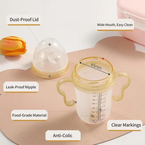 Vista 2 de Kair Silicone Anti-Colic Baby Bottle Set Slow Flow 8oz for 3-6M M Nipple