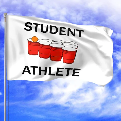 Vista 2 de Tatuo Bandera de estudiante atleta universitario de 3 x 5 pies para dormitorio, divertido tapiz para interiores y exteriores con ojales para colgar