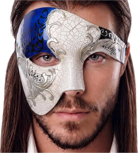 Vista 50 de Máscara de mascarada para hombre, máscara del fantasma de la ópera, máscara de baile de graduación, Mardi Gras, Haloween veneciano, media cara
