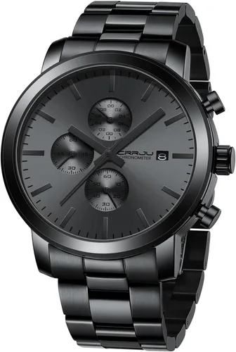 Vista 17 de CRRJU Mens Stylish Casual Quartz Watches for Men Luxury Waterproof Calendar Chronograph Japan Movement Wristwatches