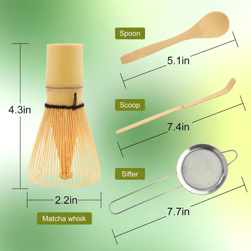 Vista 2 de Maredash Juego de Batidor Matcha, Batidor Matcha, Juego de Matcha, Batidor de Bambú, Kit Matcha, Agitador Matcha Chasen, Hecho de 100% Bambú