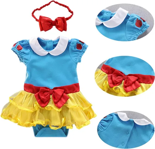 Vista 41 de Disfraz de princesa de Belle Sofía Blancanieves para niñas pequeñas, disfraz de princesa, Navidad, Halloween, mameluco con diadema