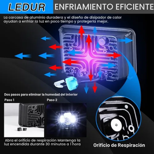 Vista 6 de LEDUR 4 x 6 pulgadas Faros delanteros LED aprobados por DOT, 4 piezas con señal de giro, DRL, alta/baja, haz sellado, rectangular, H6545, luz LED