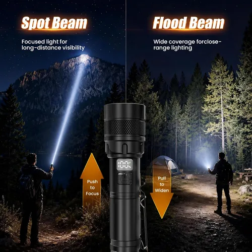 Vista 3 de Rechargeable Flashlight High Lumens, Super Bright LED Flash Light with 4 Lighting Modes, LCD Power Display, IP54 USB-C Handheld linternas with Metal