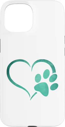 Vista 6 de Vintage green Dog Paw Print heart For Dogs Lover Case for iPhone 16