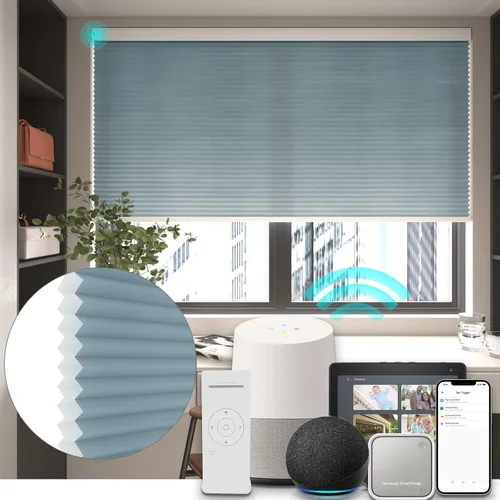 Vista 28 de Changshade Persianas celulares opacas de tamaño personalizado, sin cables, con el diámetro de panales de 1.5 pulgadas, para oficina, sala de estar