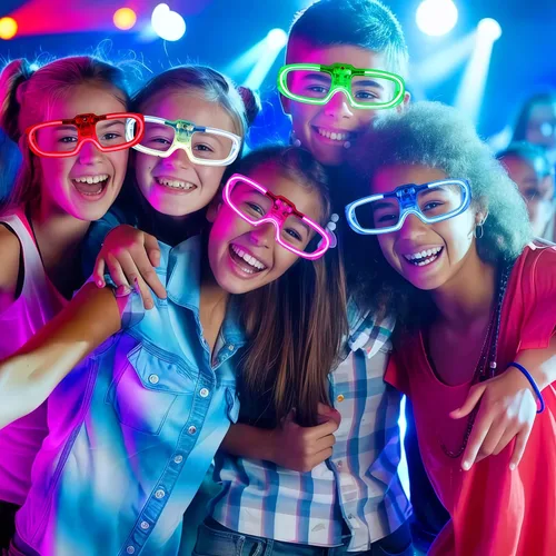 Vista 3 de Paquete de 20 lentes LED que brillan en la oscuridad, suministros de fiesta, lentes iluminados para niños y adultos, cumpleaños, vacaciones