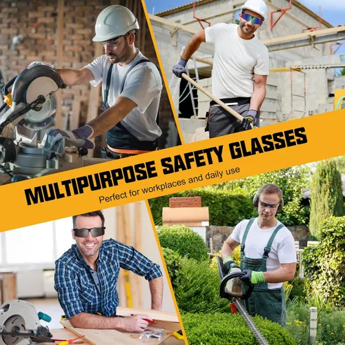 Vista 7 de OXG Safety Glasses with Adjustable Straps, ANSI Z87.1 Protective Eyewear, UV400 Anti-Scratch Work Glasses for Men Women