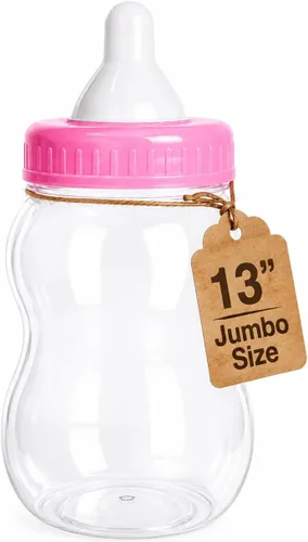 Vista 7 de Evershine Banco de biberones de plástico, banco de ducha de bebé rellenable azul de 13 pulgadas, centro de mesa de botella de plástico Jumbo Baby