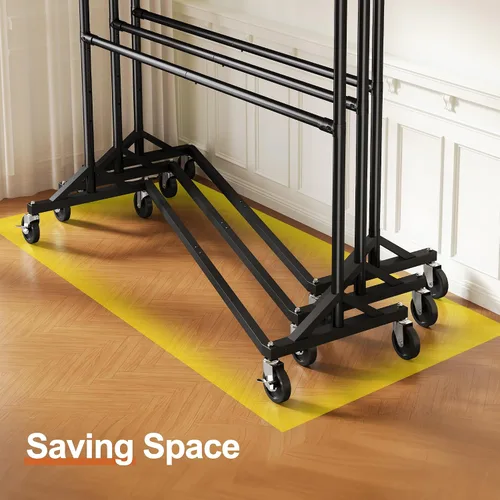 Vista 6 de HOKEEPER Perchero Z con capacidad para 610 libras, resistente perchero de ropa comercial para colgar ropa con ruedas, estante Z portátil