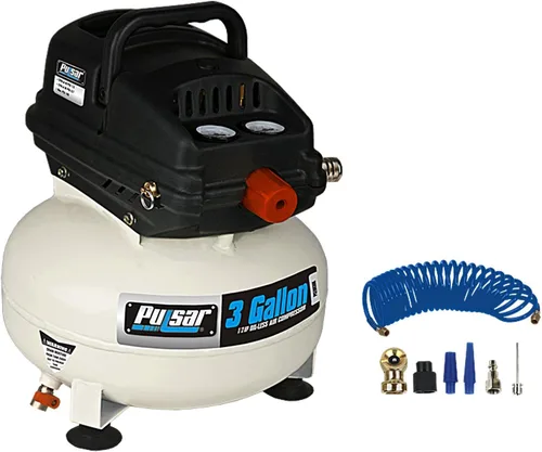 Vista 6 de Pulsar Compresor de aire eléctrico portátil de tanque vertical de 15 galones con accesorios y kit de herramientas añadido, PCE6150VK