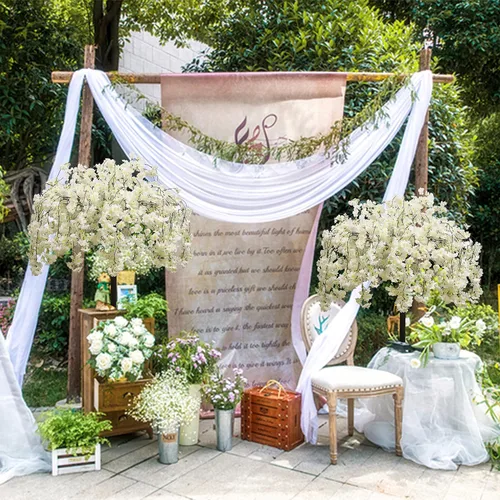 Vista 7 de Cerezo artificial que llora cerezo blanco para interiores y exteriores, hogar, oficina, fiesta, centro de mesa, boda