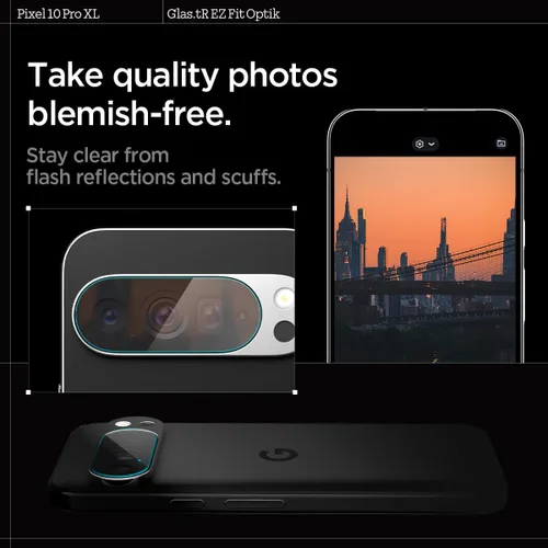 Vista 6 de Spigen Protector de pantalla y lente de cámara [Glas.tR EZ Fit Optik] diseñado para Pixel 10 Pro XL [compatible con carcasas] - 2 unidades GlasTR