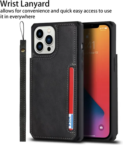Vista 6 de Cavor Funda para iPhone 11 Pro Max con tarjetero y tarjetero, funda tipo cartera con tarjetero para tarjetas de crédito para iPhone11ProMax, funda