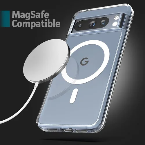 Vista 2 de ENCASED Funda magnética diseñada para Google Pixel 8 Pro, compatible con carga MagSafe y accesorios (transparente)