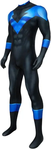 Vista 3 de Bailu Disfraz de superhéroe de Halloween para cosplay, overol Zentai, enterizo de elastano, estilo 3D para adultos