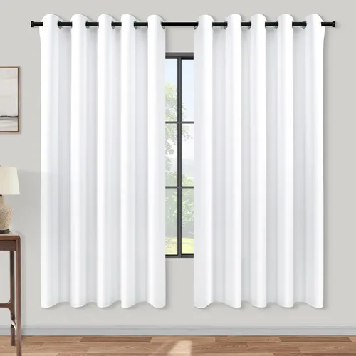 Vista 209 de KOUFALL Cortinas de Baño Aqua para Ventana, Juego de 2 Paneles Decoración Costera Cortinas Cortas Opacas para Ventana Pequeña de Cocina Puerta