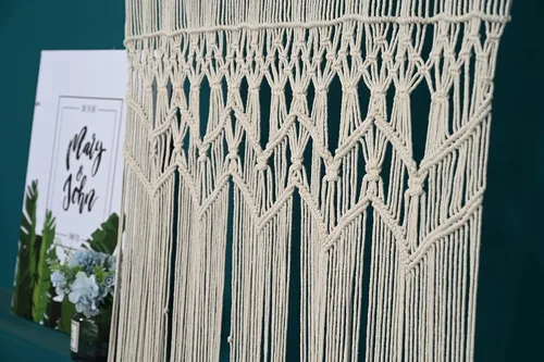 Vista 3 de Homesunshine Tapiz de macramé para colgar en la pared, divisor de habitación, cortinas de macramé, cortinas de ventana, cortinas de puerta, telón