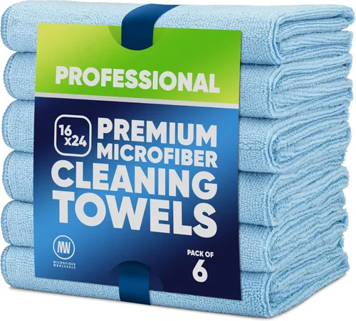 Vista 13 de Microfiber Wholesale Toallas de microfibra Pro Multi Surface de 16" x 24" Paquete de 6 (negro)