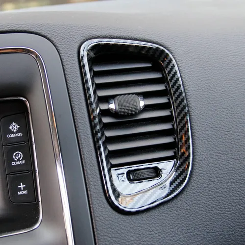 Vista 3 de Cubierta de rejilla de ventilación de tablero de fibra de carbono, kit de moldura de salida de aire acondicionado para Dodge Durango 2011-2020