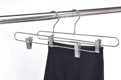 Vista 2 de Juego de 10 ganchos giratorios de 360 grados para pantalones y faldas cromados de calidad, duraderos y antioxidantes para ropa, jeans, pantalones