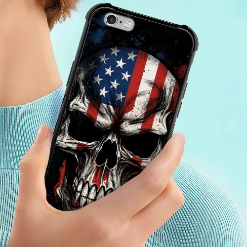 Vista 105 de Funda compatible con iPhone 8, a prueba de golpes, antiarañazos, bandera de ciervos de cola blanca de grano de madera estadounidense