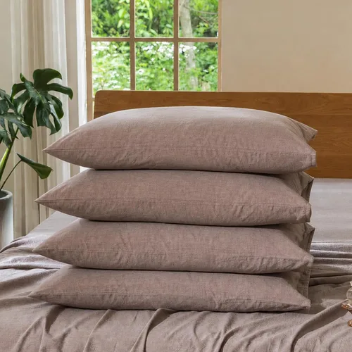 Vista 65 de MooMee Juego de 2 fundas de almohada de cuadros 100% algodón lavado con textura parecida al lino, transpirable, duradera, suave y cómoda