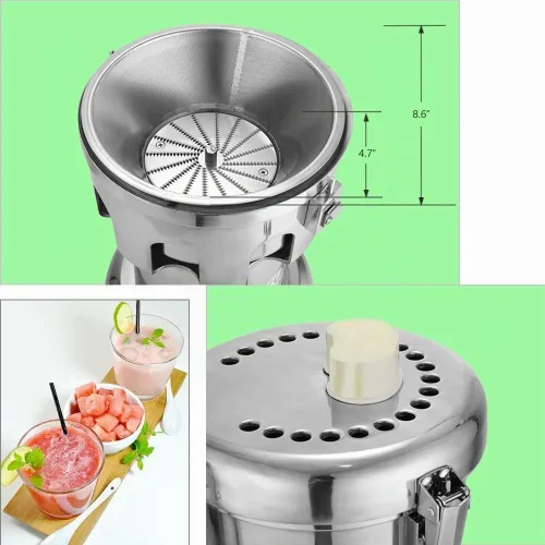 Vista 2 de Máquina del exprimidor, fabricante de jugo de frutas y verduras, extractor comercial del jugo de acero inoxidable resistente 110V 370W