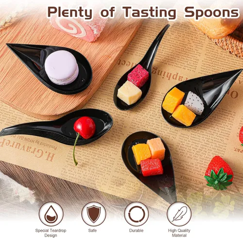 Vista 3 de Tessco - 400 mini cucharas de plástico para aperitivos de 4 pulgadas, platos desechables de degustación, cucharas de sopa asiática para salsas