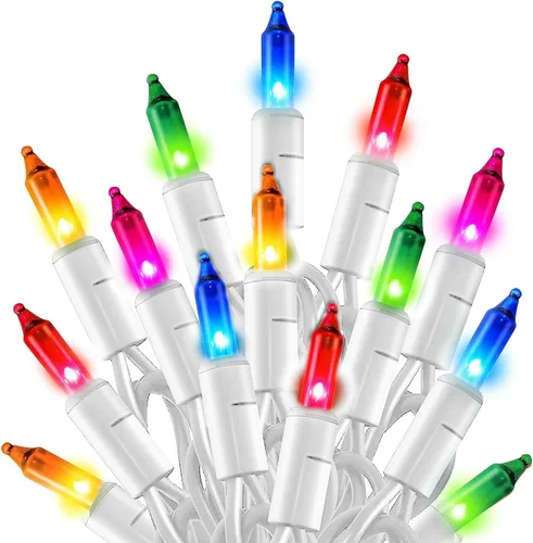 Vista 9 de TW SHINE Luces de Navidad Blanco Cálido, 20 PIES 100 Unidades Luces Incandescentes de Alambre Blanco para Árbol de Navidad, Luces de Cadena