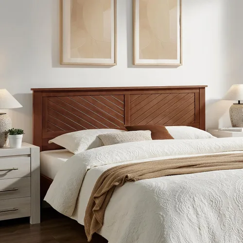 Vista 32 de ComfIQ Serene - Cabecero de panel de madera maciza con puntuación horizontal, tamaño individual, negro, fácil montaje, materiales de calidad