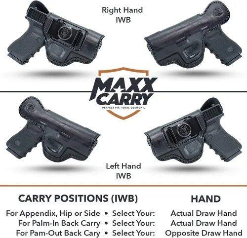 Vista 3 de Maxx Carry Funda de piel interior para H&K P30. funda IWB con clip oculta.