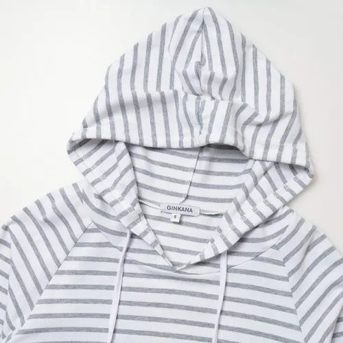 Vista 3 de GINKANA Sudadera con capucha de maternidad de manga larga camiseta casual de maternidad para embarazo ropa casual