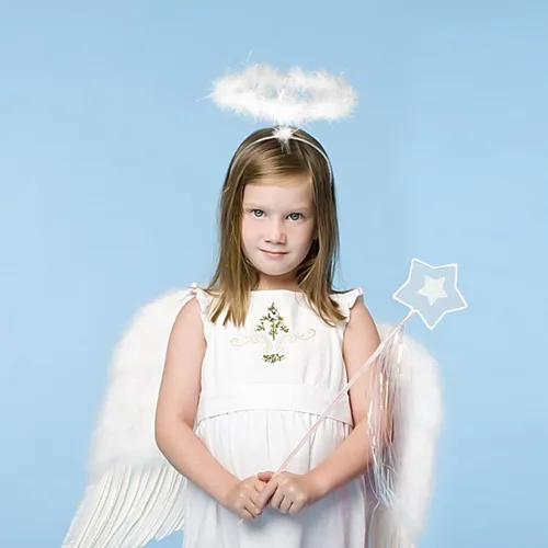 Vista 2 de Diademas con halo de ángel de Halloween, 2 piezas de plumas extra para el pelo, accesorio de cosplay para niños y adultos