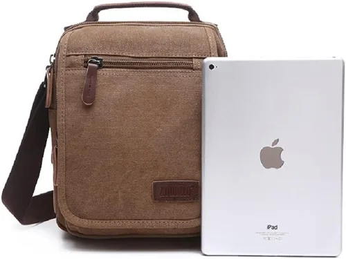 Vista 6 de Bolso bandolera de lona pequeño para el hombro, bolso de viaje, bolso cruzado simple casual para mujeres y hombres, Mejora negro, Clásico, portátil