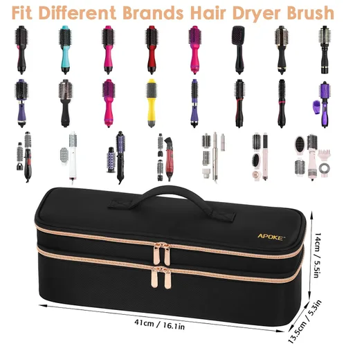 Vista 2 de APOKE Estuche de viaje de doble capa compatible con el secador de pelo y cepillo de aire caliente One Step de Revlon Original 1.0 y Plus 2.0, bolsa